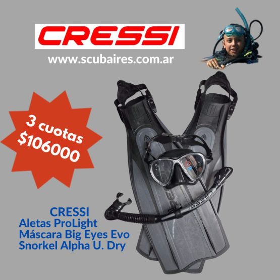 Cressi Kit Prolight-Big Eyes Evo-Alpha Ultra Dry